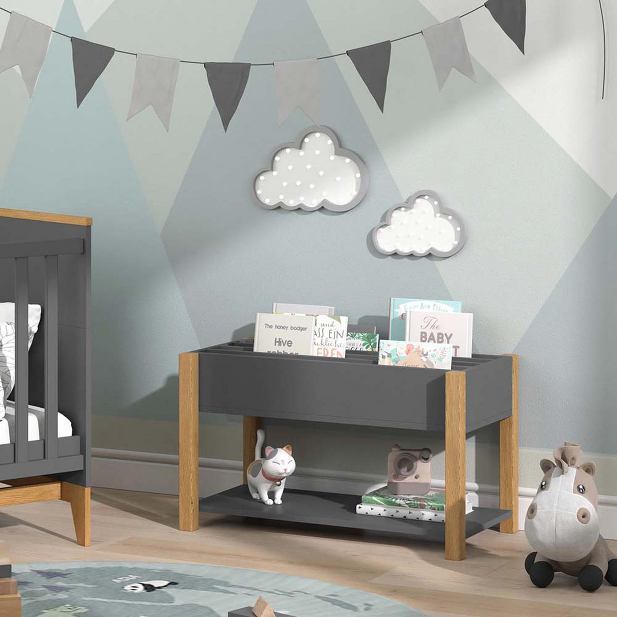 KINDERREGAL Malia Grau/Eiche 80 x 46 cm - Eichefarben/Grau, Holzwerkstoff (80/46/40cm) - VitaliSpa