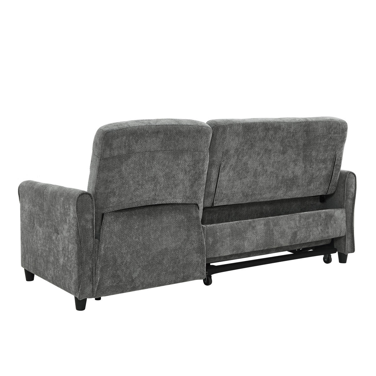 SCHLAFSOFA 3-Sitzer 3-in-1 ausziehbar Chenille, DE-42933, Grau - Grau, Metall (176/83/148cm) - ComfortXL