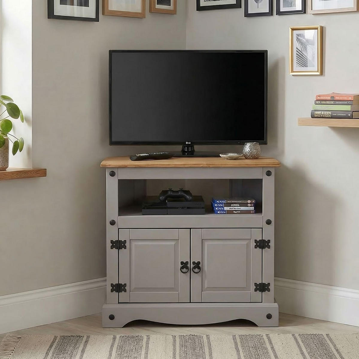 TV RACK RAMON - Naturfarben/Grau, Holz (85/79/43cm) - CARO-Möbel