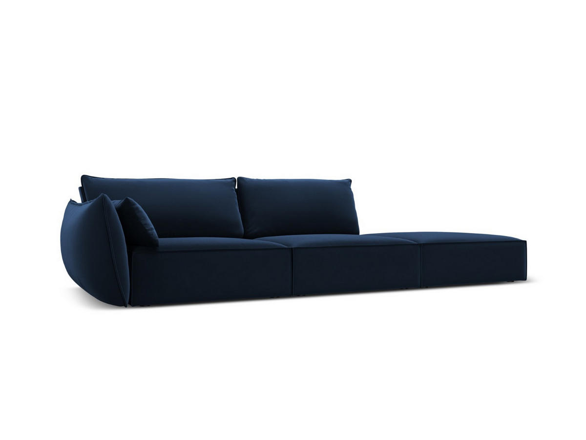 RECHTES-SOFA Kaelle aus Samt königsblau 4 Sitzplätze - Blau, Textil (110/85/264cm) - Micadoni