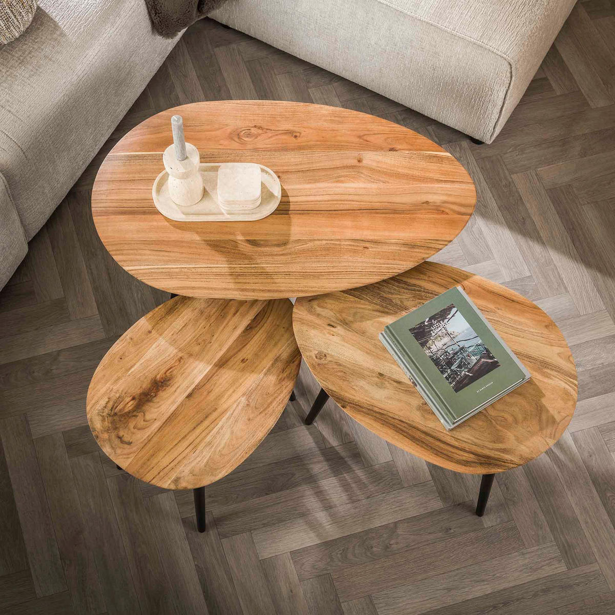 COUCHTISCH Organi Braun 55/90/50 cm 3er-Set - Braun, Holz (55/90/50cm) - Hoyz Collection