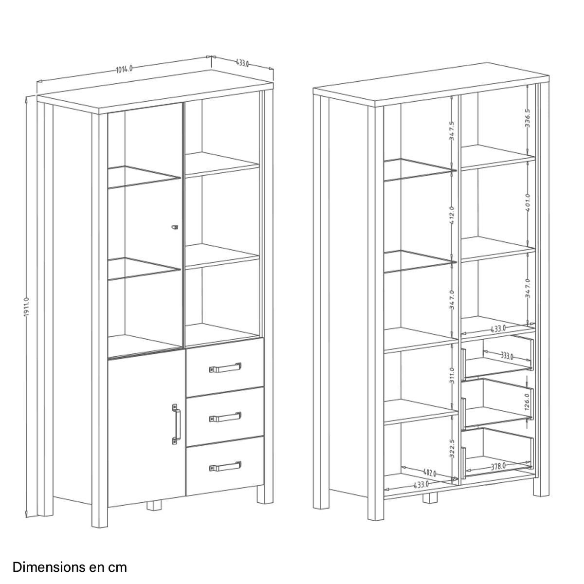 VITRINE Lyam Holz und Schwarz - Braun, Holzwerkstoff (101/191/43cm) - Petits-meubles