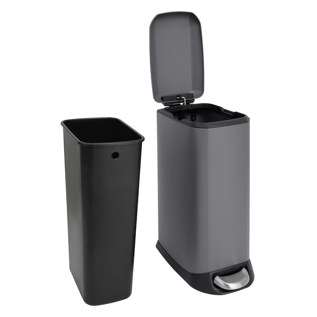 MÜLLEIMER TS12 12L Grau - Grau, Metall (20/47/35cm) - SVITA