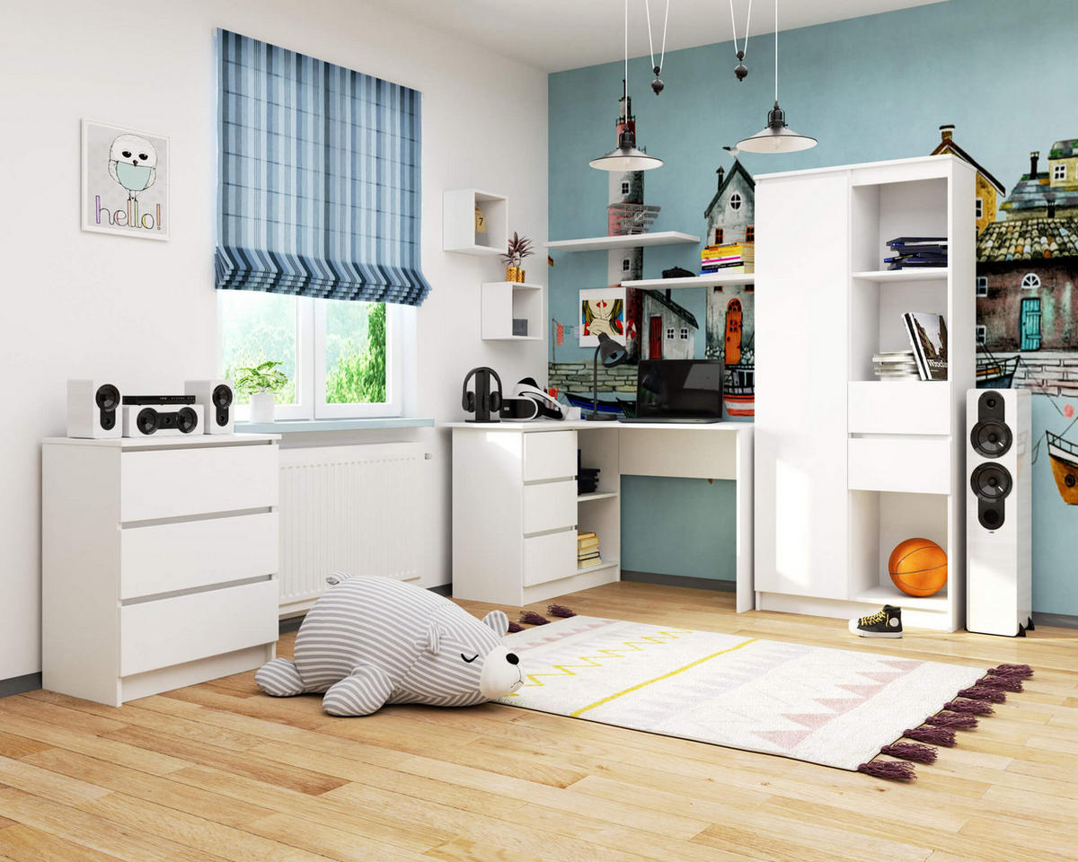 ECKSCHREIBTISCH Weiß 124x85x77 cm - Weiß, Holzwerkstoff (85/124/77cm) - Akord