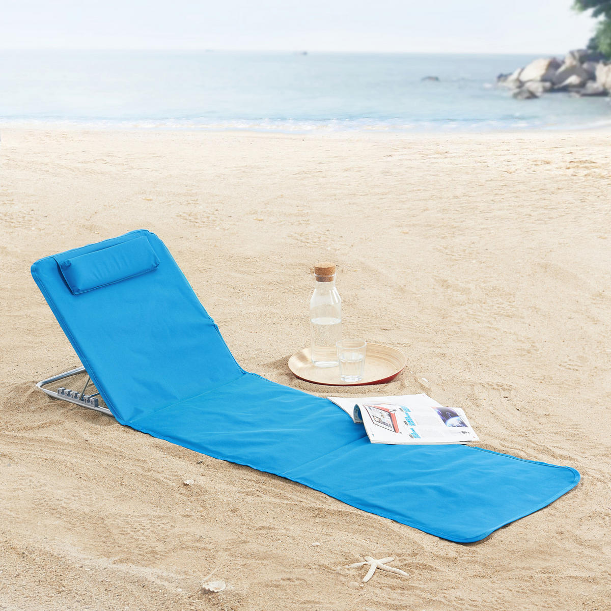 STRANDMATTEN-SET 2 TLG. Cellorigo - Blau, Textil/Metall (160/42/49cm) - [en.casa]