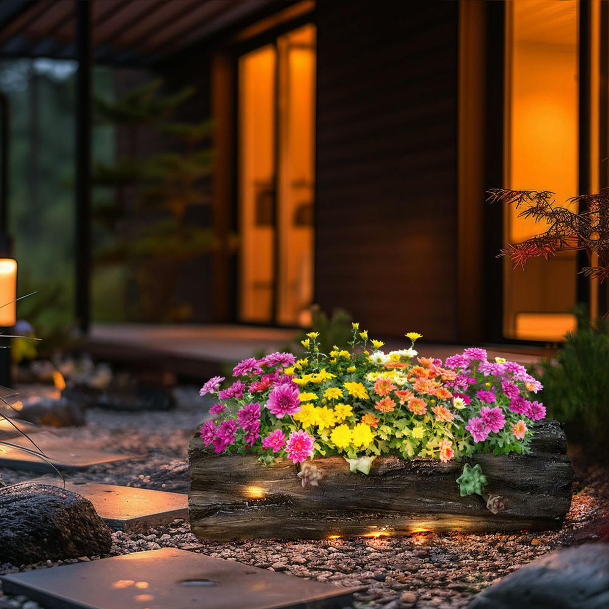 LED AUSSENLEUCHTE Baumstamm Grau Kunststoff - Grau, Kunststoff (44.3/17.3/13.5cm) - Globo Lighting