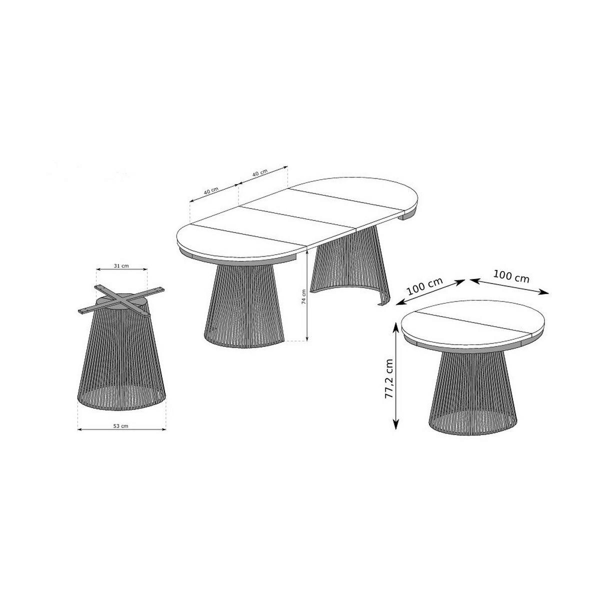 ESSTISCH TRAVIS Ausziehbar 100 - 180 / 100 x 76,6 cm - Eichefarben/Weiß, Holz (100/100/76.6cm) - MASSENO