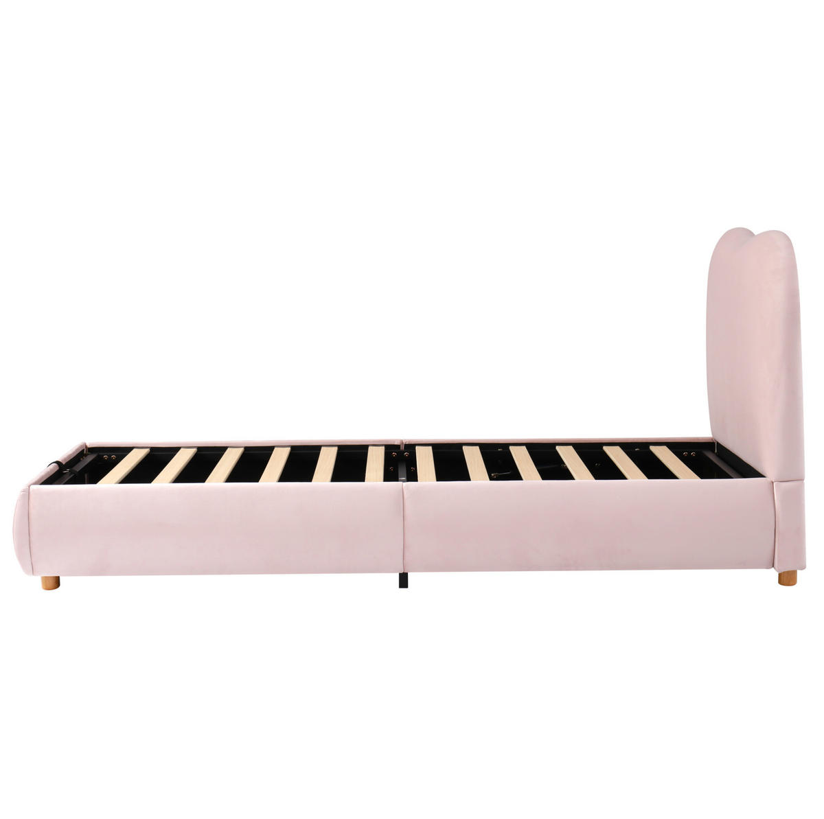 POLSTERBETT aus Samt 90x200 cm in Rosa mit Hydraulik-Stauraum - Rosa, Textil (90/200cm) - Modfu