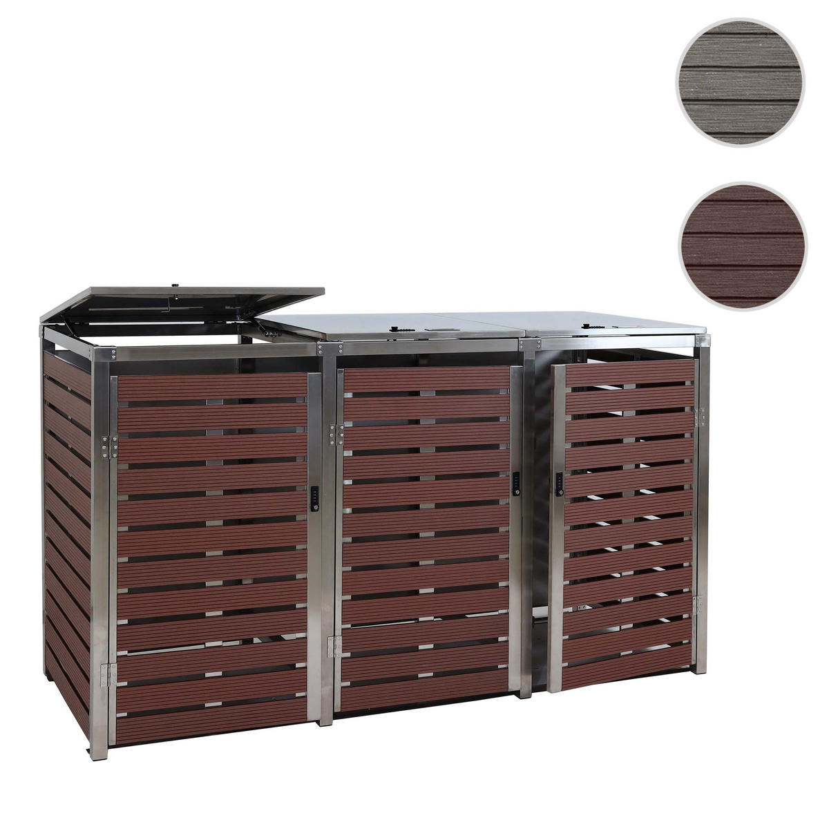 MÜLLTONNENVERKLEIDUNG 3ER Walnuss Dekor - Walnussfarben, Metall (200/120/85cm) - MCW