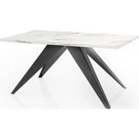 ESSTISCH Vance rechteckig ausziehbar, Marmor Weiß 140-240/80/76 cm - Ecru/Schwarz, Holzwerkstoff/Metall (80/240/76cm) - WFL GROUP