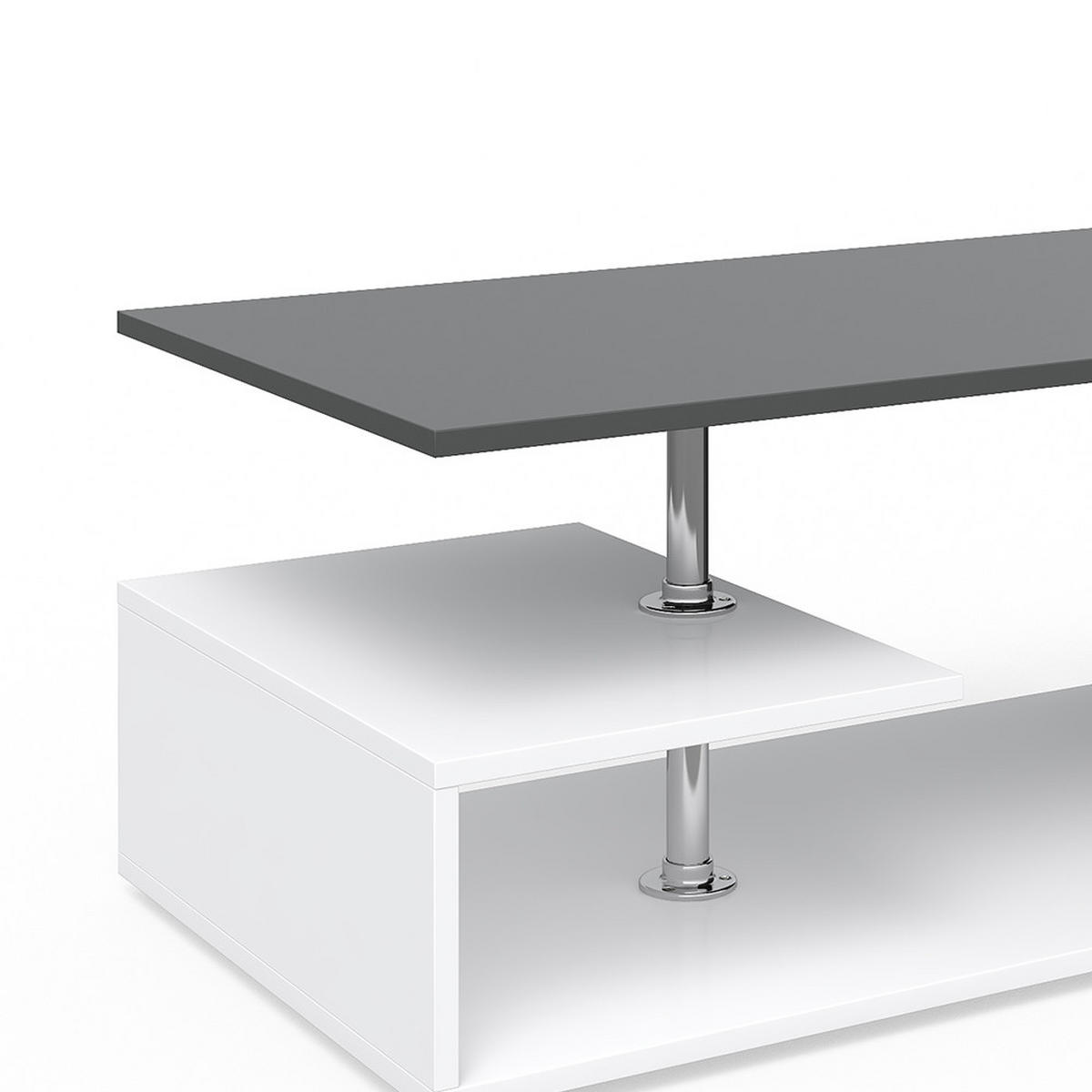COUCHTISCH Guillermo Weiß/Anthrazit 91 x 52,6 cm - Anthrazit/Weiß, Holzwerkstoff (52.6/91/41cm) - Vicco