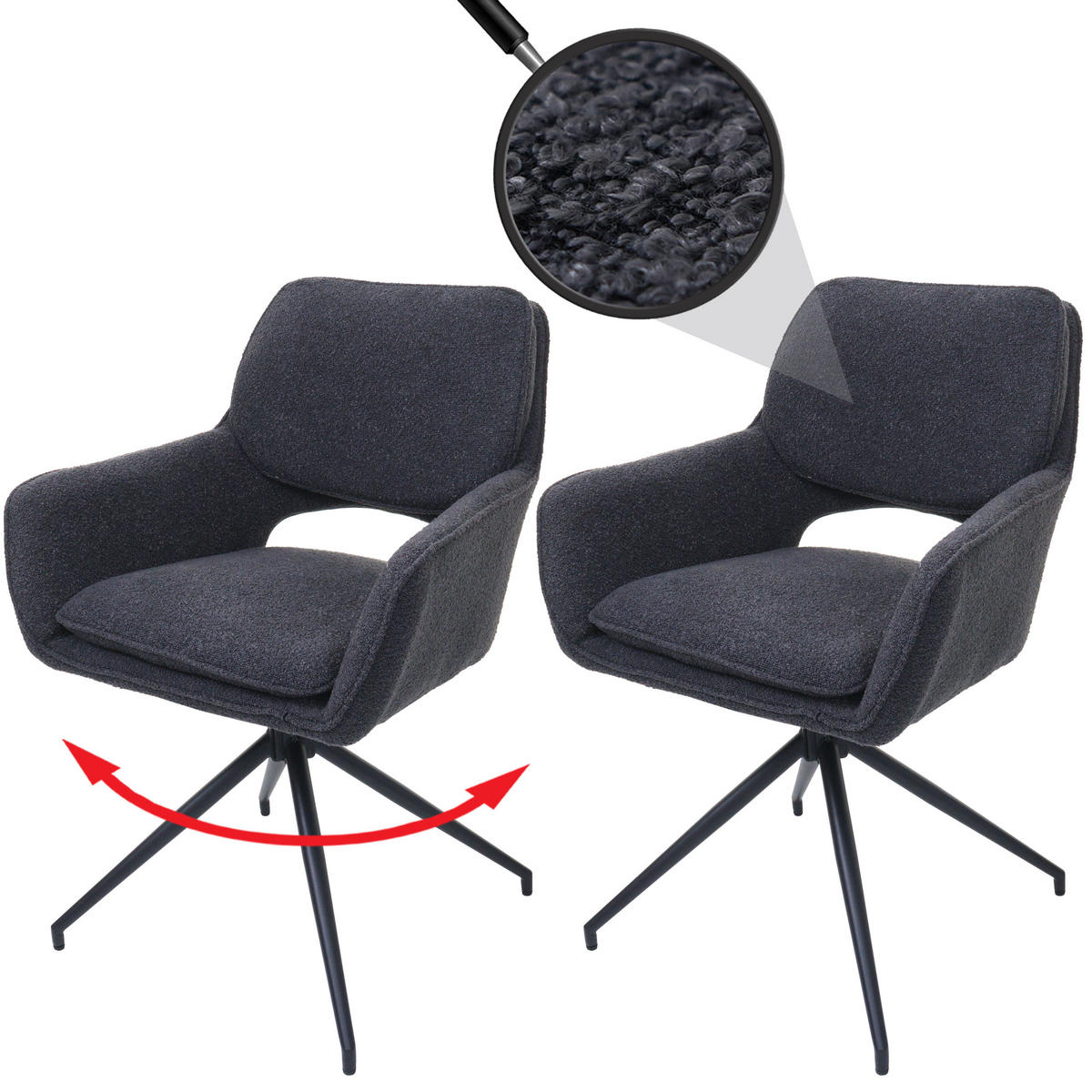 ESSZIMMERSTUHL Dunkelgrau 2er-Set - Dunkelgrau, Textil (57/86/61cm) - MCW