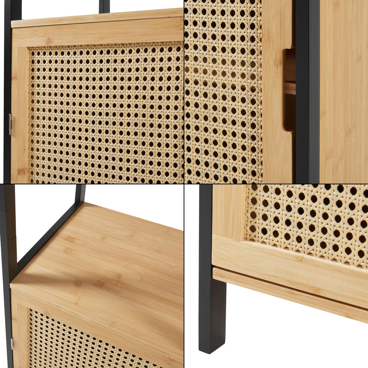 HOCHSCHRANK Tervola - Schwarz/Naturfarben, Naturmaterialien/Holzwerkstoff (40/172/35cm) - [en.casa]