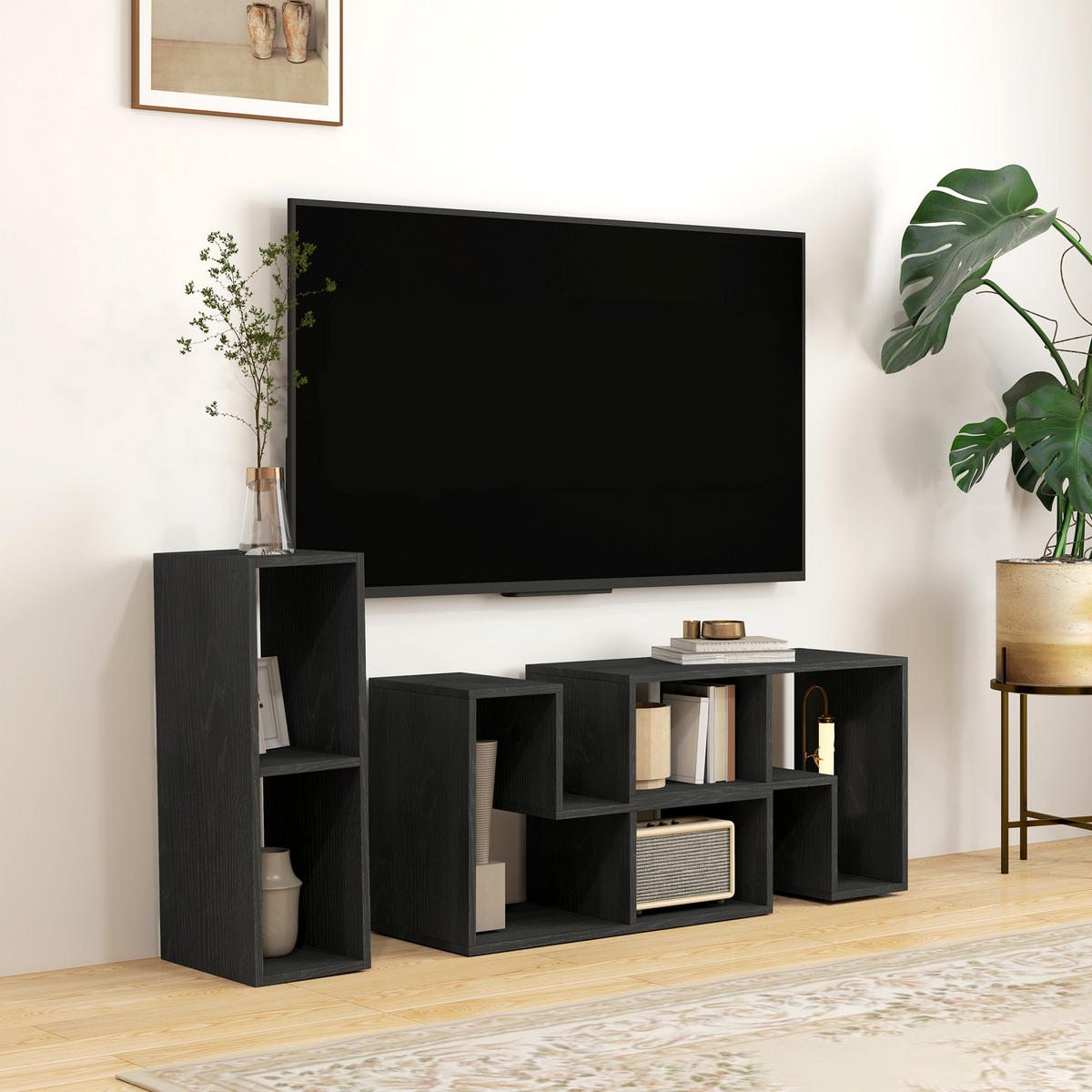 TV-MÖBEL Schwarz 1 Stück - Schwarz, Holzwerkstoff (180/44/30.5cm) - GiPP