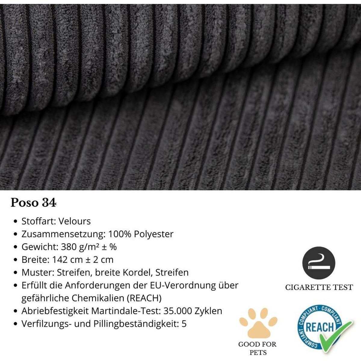 WOHNLANDSCHAFT Benny U grau - Schwarz/Grau, Textil/Metall (350/85/186cm) - Beautysofa