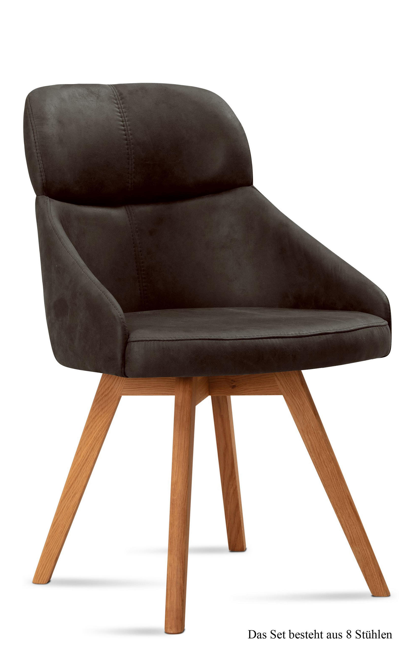 ESSZIMMERSTUHL (8er-Set) Donna 52x82x63 Eiche geölt/Espresso - Eichefarben/Dunkelbraun, Kunststoff (63/82/52cm) - 58aufmkessel