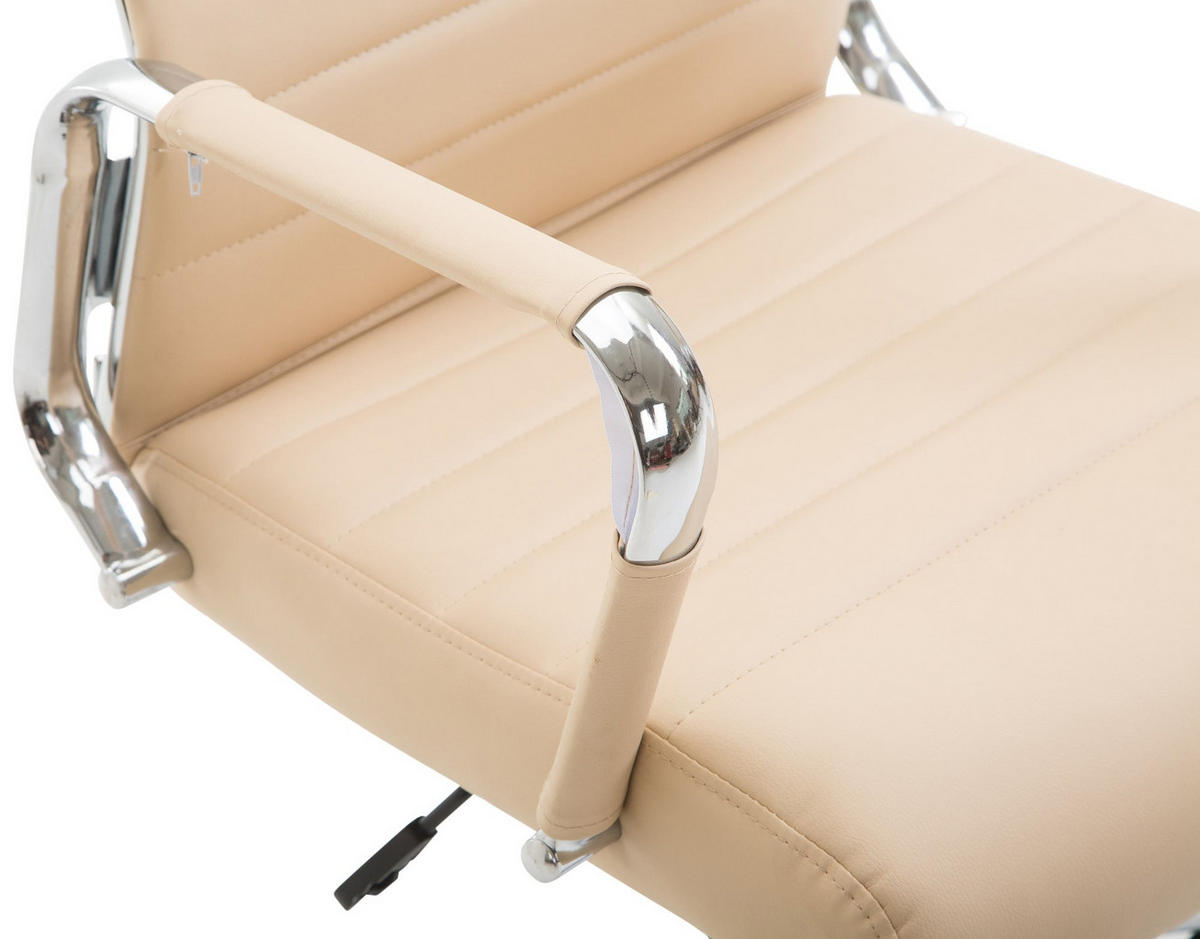 DREHSTUHL Lederlook creme - Chromfarben/Creme, Textil/Metall (58/105/66cm) - CLP