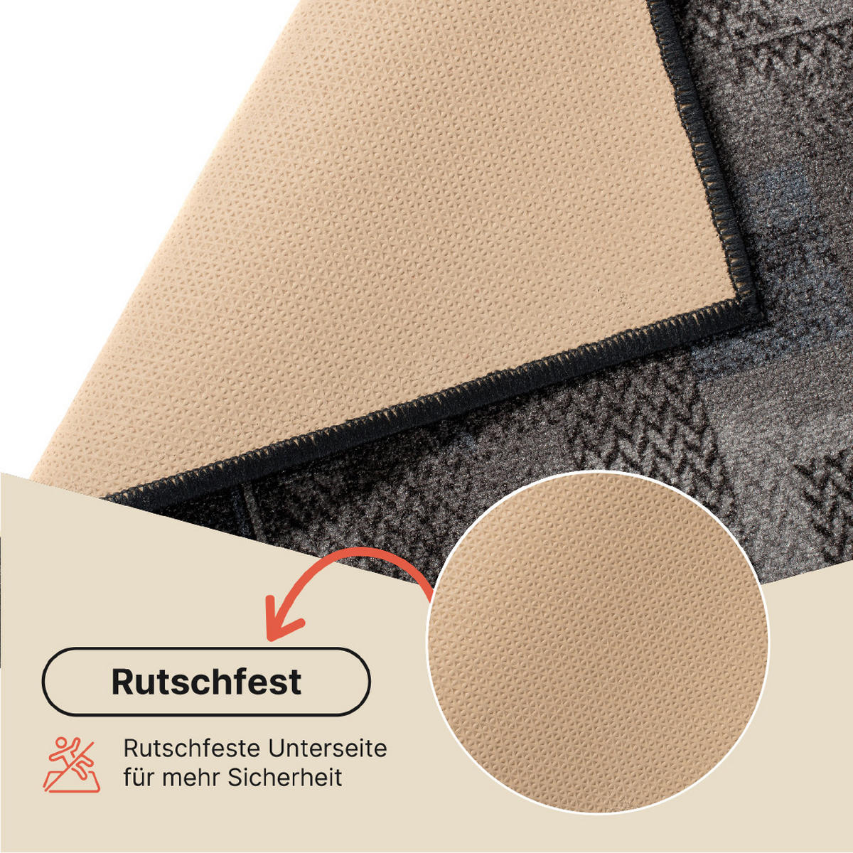 TEPPICHLÄUFER Anti-Rutsch Anthrazit rutschfest Gummiunterlage 100/300 cm - Anthrazit, Textil (100/300cm) - Tapiso