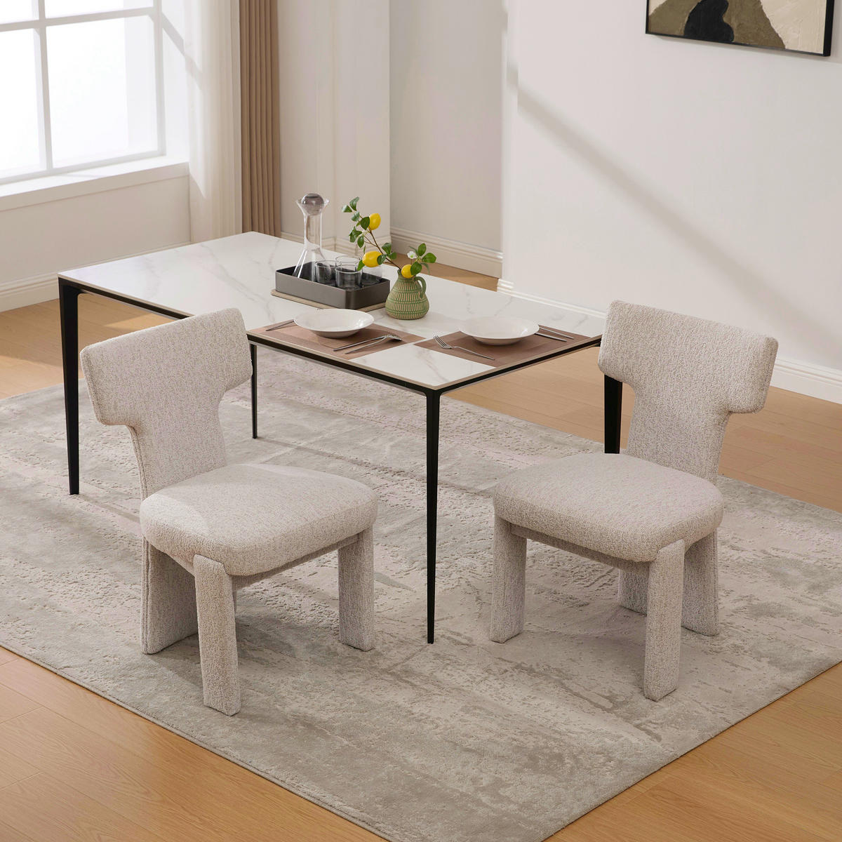 POLSTERSTUHL DE-36481 2er Set mit Holzbeinen Beige - Beige, Holzwerkstoff (56/86/64cm) - ComfortXL
