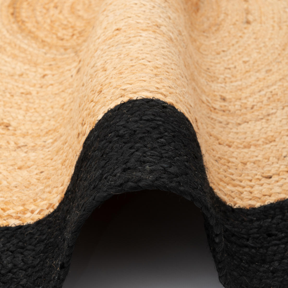 NATURFASER TEPPICH JUTE SALSA BORDÜRE RUND - Beige/Schwarz, Textil (160/160cm) - Pergamon