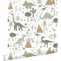 TAPETE Dinosaurier 53 cm x 10.05 m - Weiß, Papier (53/0.1cm) - ESTAhome