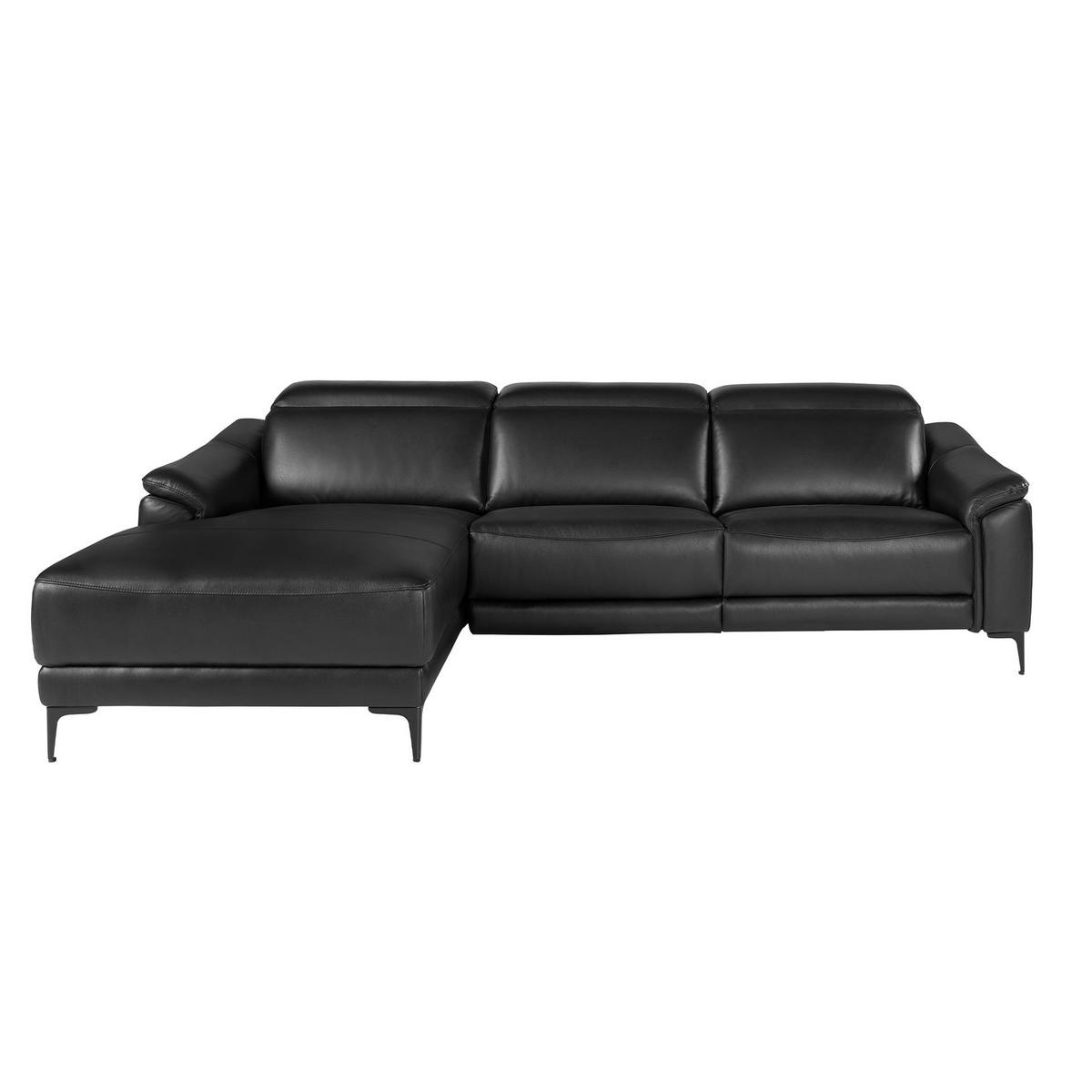 ECKSOFA Linkes Chaiselongue-Relaxsofa aus schwarzem Leder 272/168/96 cm - Schwarz, Leder (272/168cm) - ANGEL CERDA