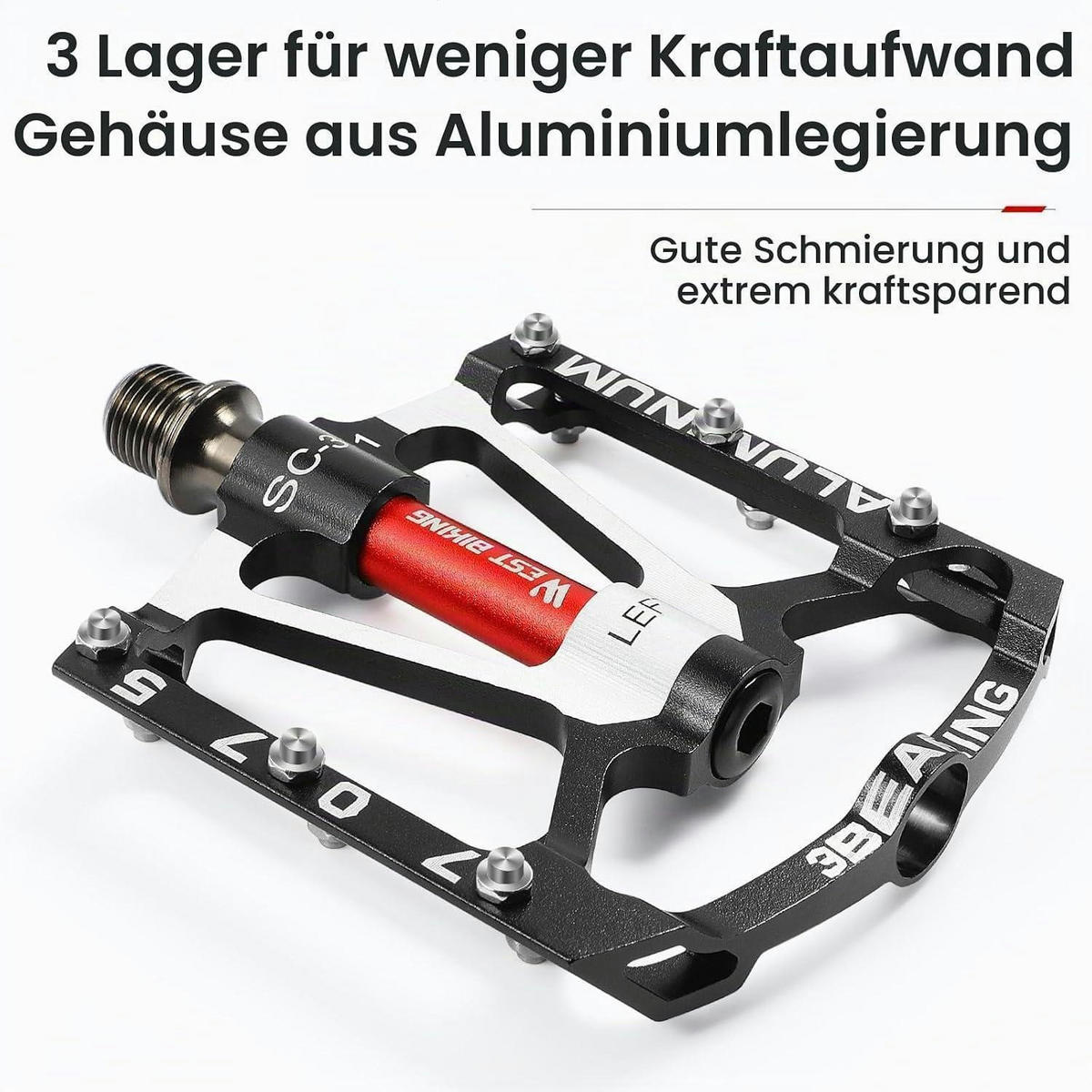 FAHRRADPEDALE Aluminium rutschfest 9/16 Zoll MTB E-Bike Set - Schwarz, Metall (10/1.5/10cm)