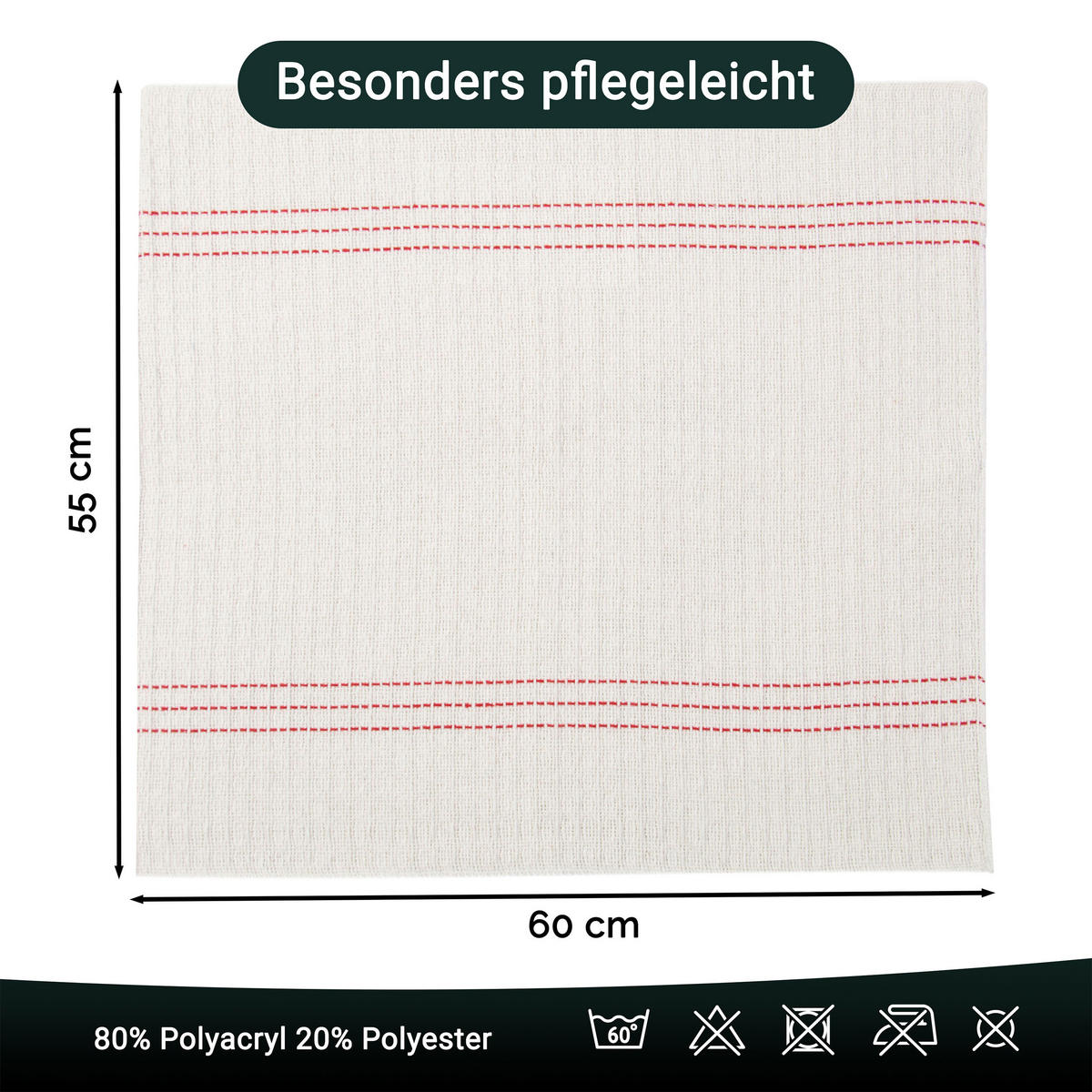 REINIGUNGSTÜCHER, 5er-Set, 55x60 cm, 80% Polyacryl / 20% Polyester, Weiß - Beige, Textil (55/60cm) - Zollner