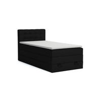 BOXSPRINGBETT JUNG 1 90/200 Velours Schwarz mit Matratzen H3 + H4 - Schwarz, Holz/Holzwerkstoff (92/200cm) - Deine Möbel 24