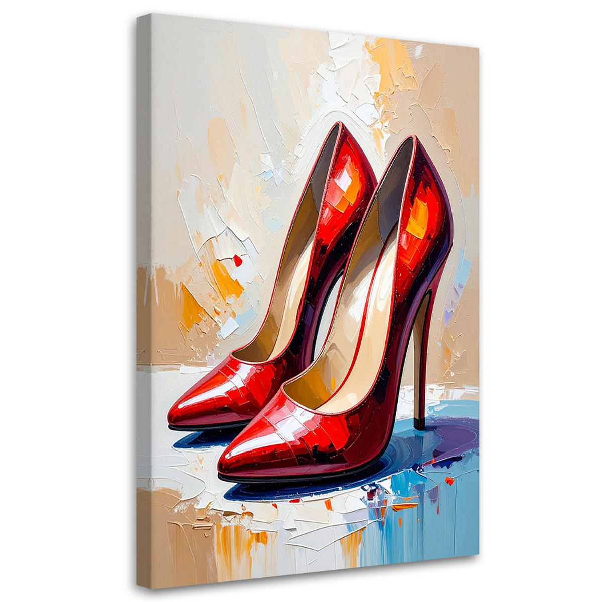 LEINWANDBILD Rote High Heels 60x90cm - Rot, Textil (60/90cm) - Feeby