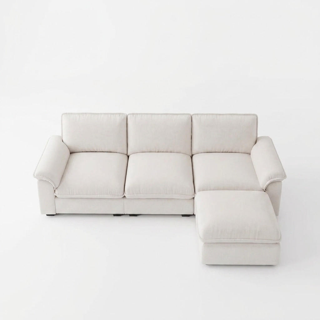 ECKSOFA 260/154/86 cm Beige mit Ottomane und Armlehnen - Beige, Textil (260/154cm) - Oxeza