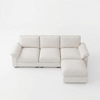 ECKSOFA 260/154/86 cm Beige mit Ottomane und Armlehnen - Beige, Textil (260/154cm) - Oxeza