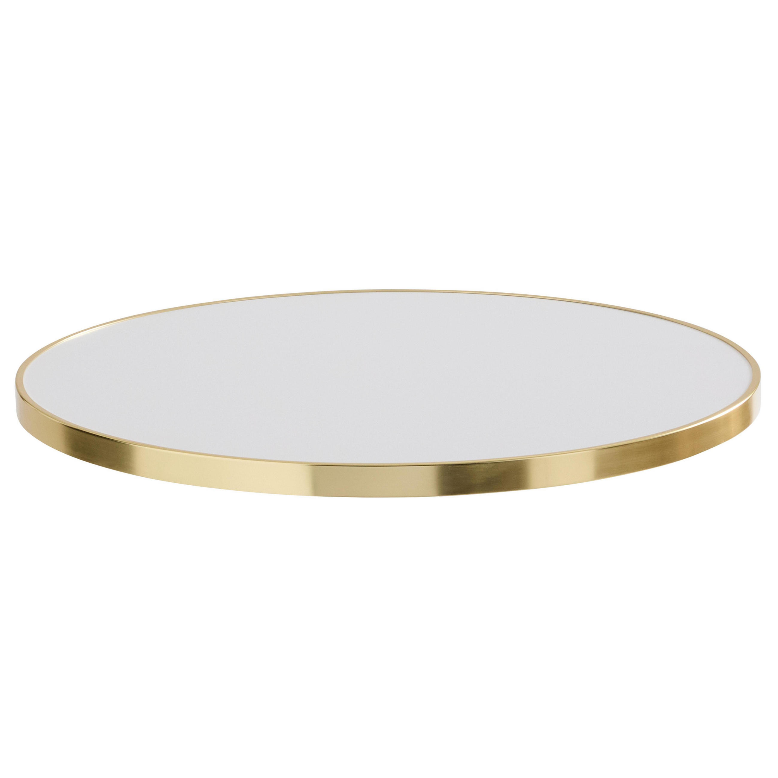 TISCHPLATTE runder 60 cm, Weiß - Weiß Hochglanz/Goldfarben, Metall (60/2.5/60cm) - Oviala
