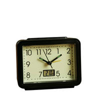 WECKER leuchtend, mit Temperaturanzeige, rechteckig, geräuschlos - Schwarz, Kunststoff (5.6/9.3/11.8cm) - Westfalia