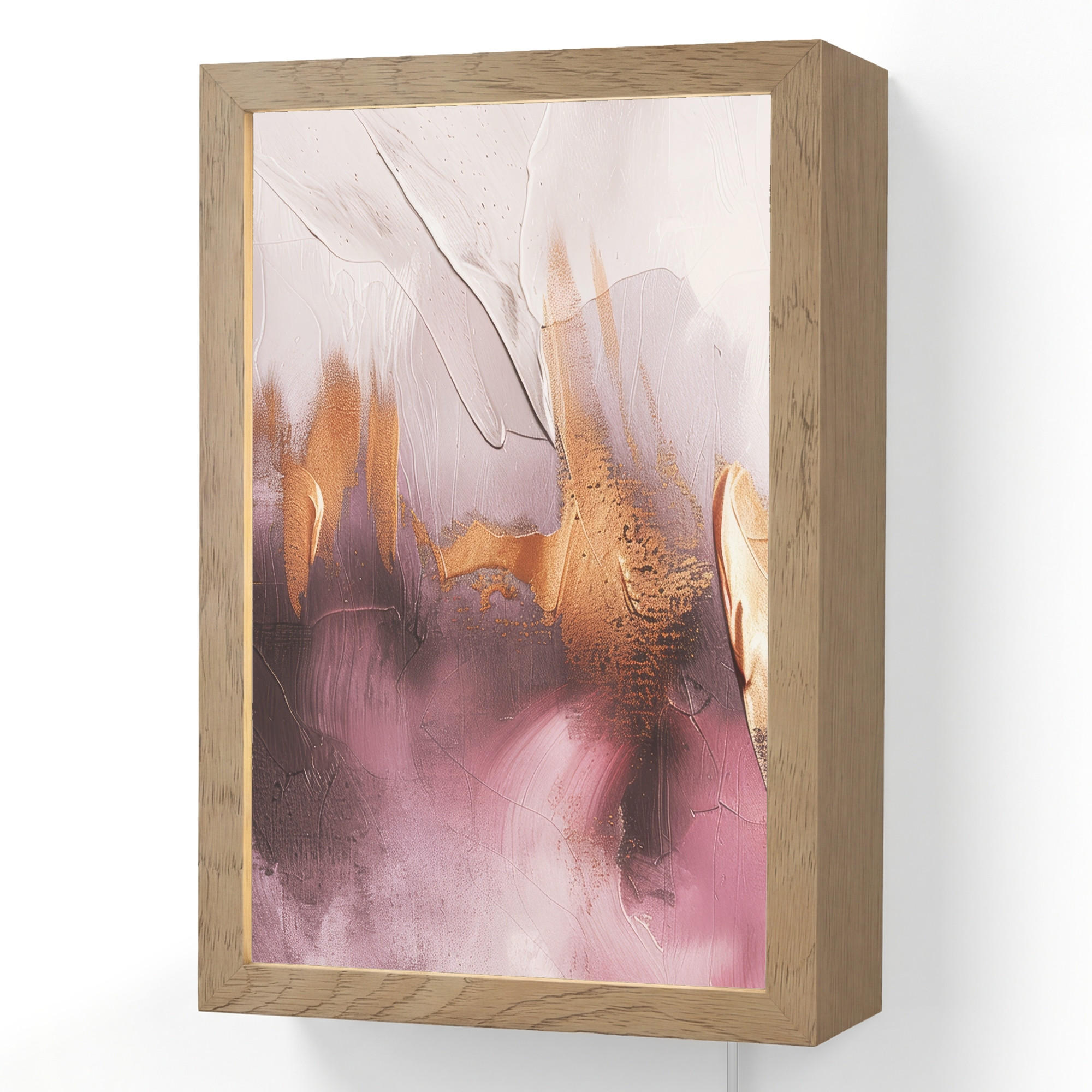 NÁSTĚNNÁ LAMPA Fialová - abstraktní - barva - zlatá 20x30 cm - světle fialová, kompozitní dřevo (20/30/8cm) - OnlyWow