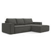 ECKSOFA mit Schlaffunktion Samt Stoff Grau - Dunkelgrau/Schwarz, Kunststoff/Textil (290/185cm) - Makamii