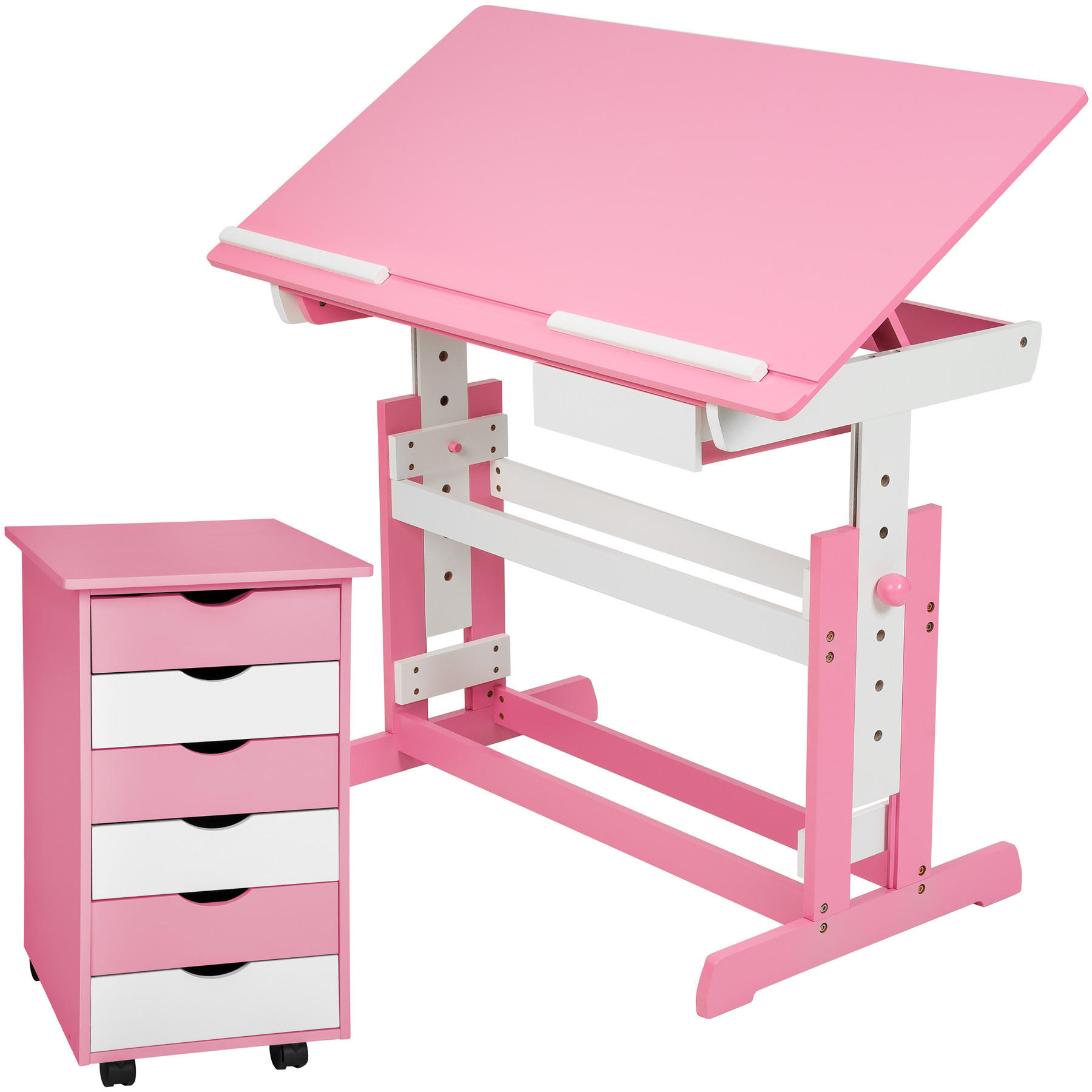 SCHREIBTISCH ,pflegeleicht,rosa - Rosa, Holz (55/94/109cm) - tectake