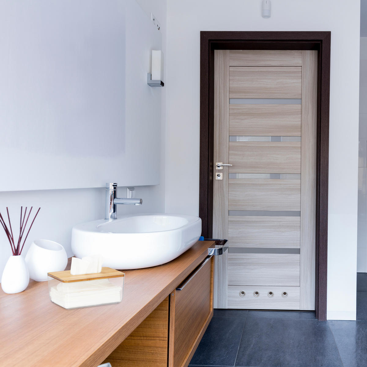 TÜCHERBOX - Multicolor, Holz/Kunststoff (13/23.5/10cm) - Relaxdays