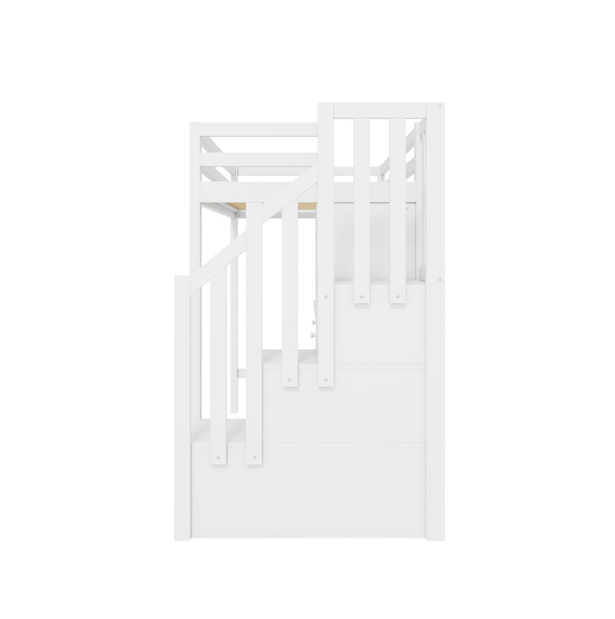 ETAGENBETT 90/200 cm Weiß mit Schreibtisch und Stauraum - Weiß, Holz (90/200cm) - OKWISH