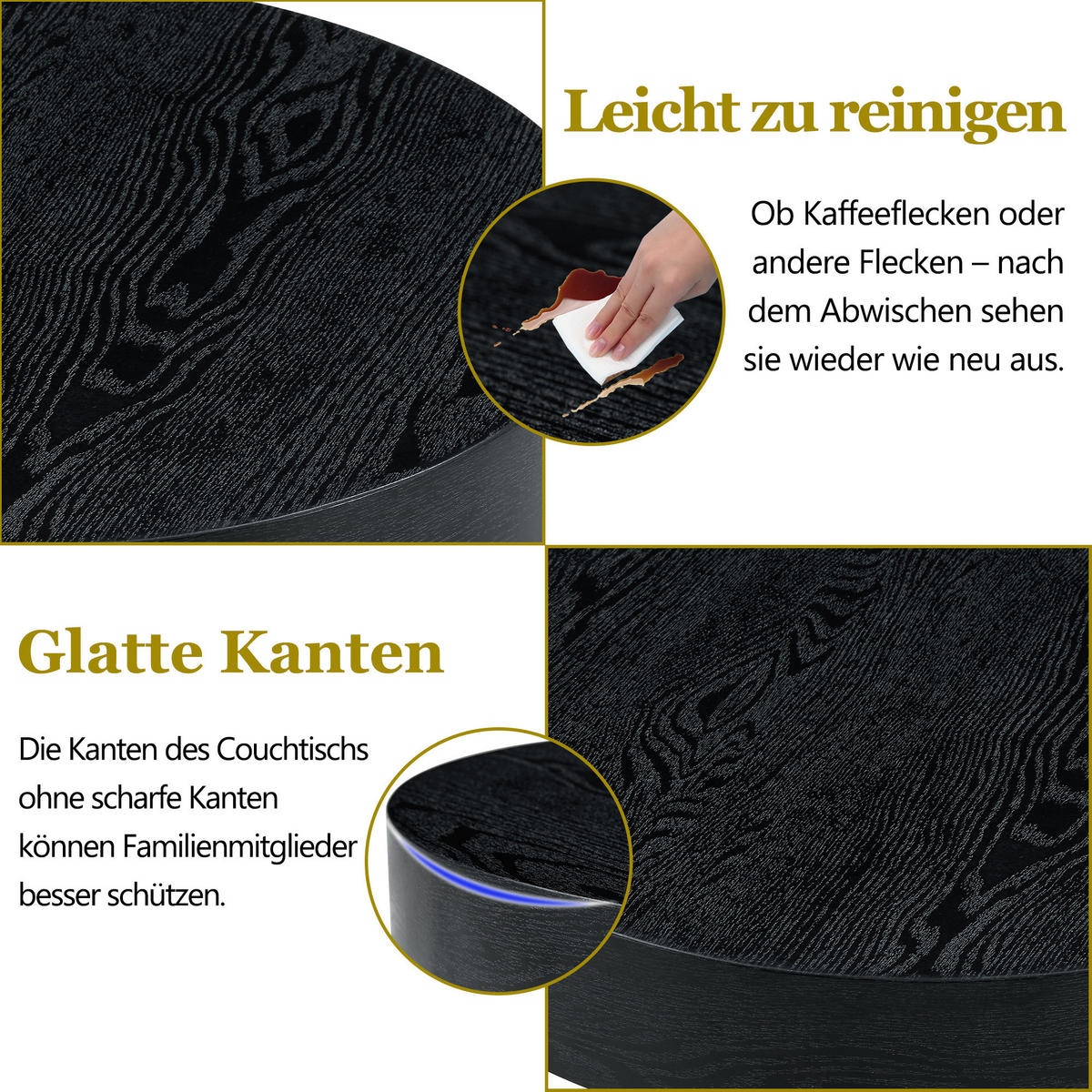 COUCHTISCH in Schwarz Wohnzimmertisch mit Holzoptik für Wohnzimmer, B70/T70/H35.5 cm - Schwarz, Holzwerkstoff/Metall (70/70/35.5cm) - STILVORA
