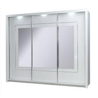 SCHIEBETÜRENSCHRANK Panarea weiß Hochglanz 208 / 67 / 213cm - Weiß Hochglanz/Weiß, Holzwerkstoff/Metall (208/213/67cm) - Feldmann-Wohnen