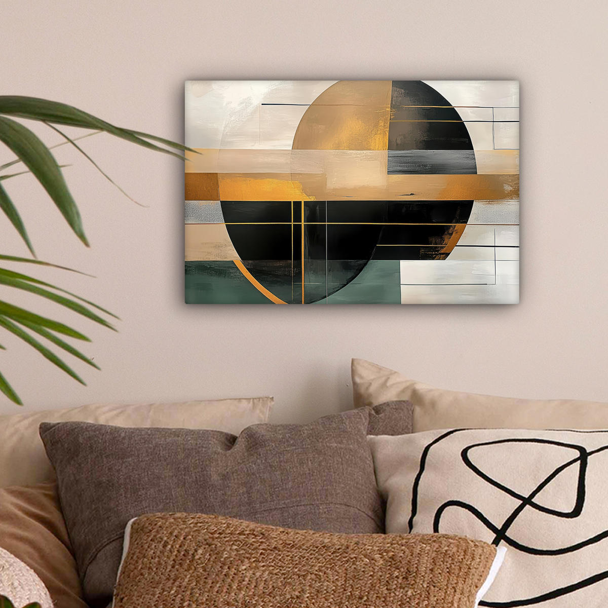 LEINWANDBILD - Abstrakt - Gold - Bronze - Grün - Formen - Modern - 30x20 - Deko XXL - Multicolor, Textil (30/20cm) - MuchoWow