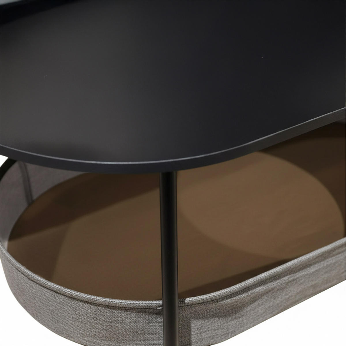 COUCHTISCH - Schwarz, Holzwerkstoff/Textil (45/100/55cm) - Relaxdays