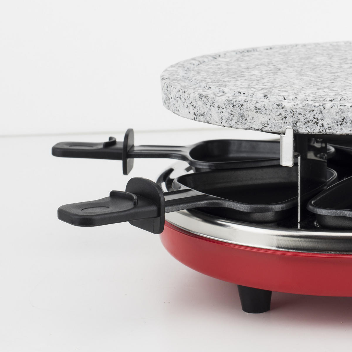 RACLETTE-GERÄT RP412 , Rot und Grau, 4 in 1 Raclette für 8 Personen - Grau/Dunkelrot, Stein (25.8/12/35.7cm) - HKoenig