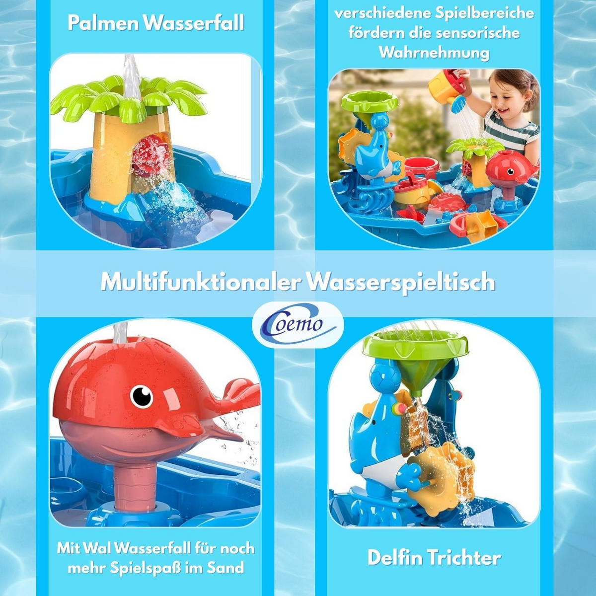 WASSERSPIELTISCH NARIUS S mit Zubehör 20 Teile - Multicolor, Kunststoff (54/30/55cm) - Coemo