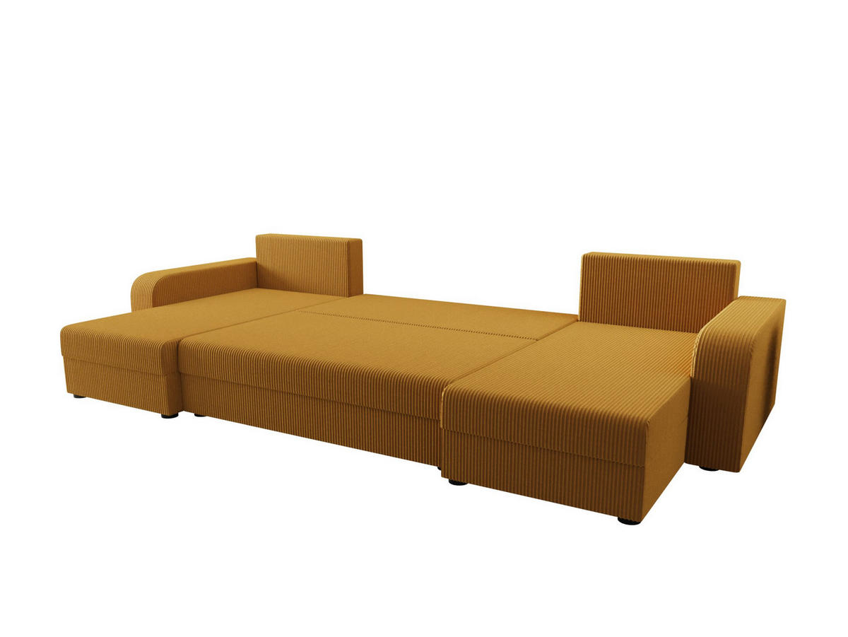 WOHNLANDSCHAFT HEWLET U BIS Zoom 9 mit Schlaffunktion - Currygelb, Textil (305/90/140cm) - Bedante