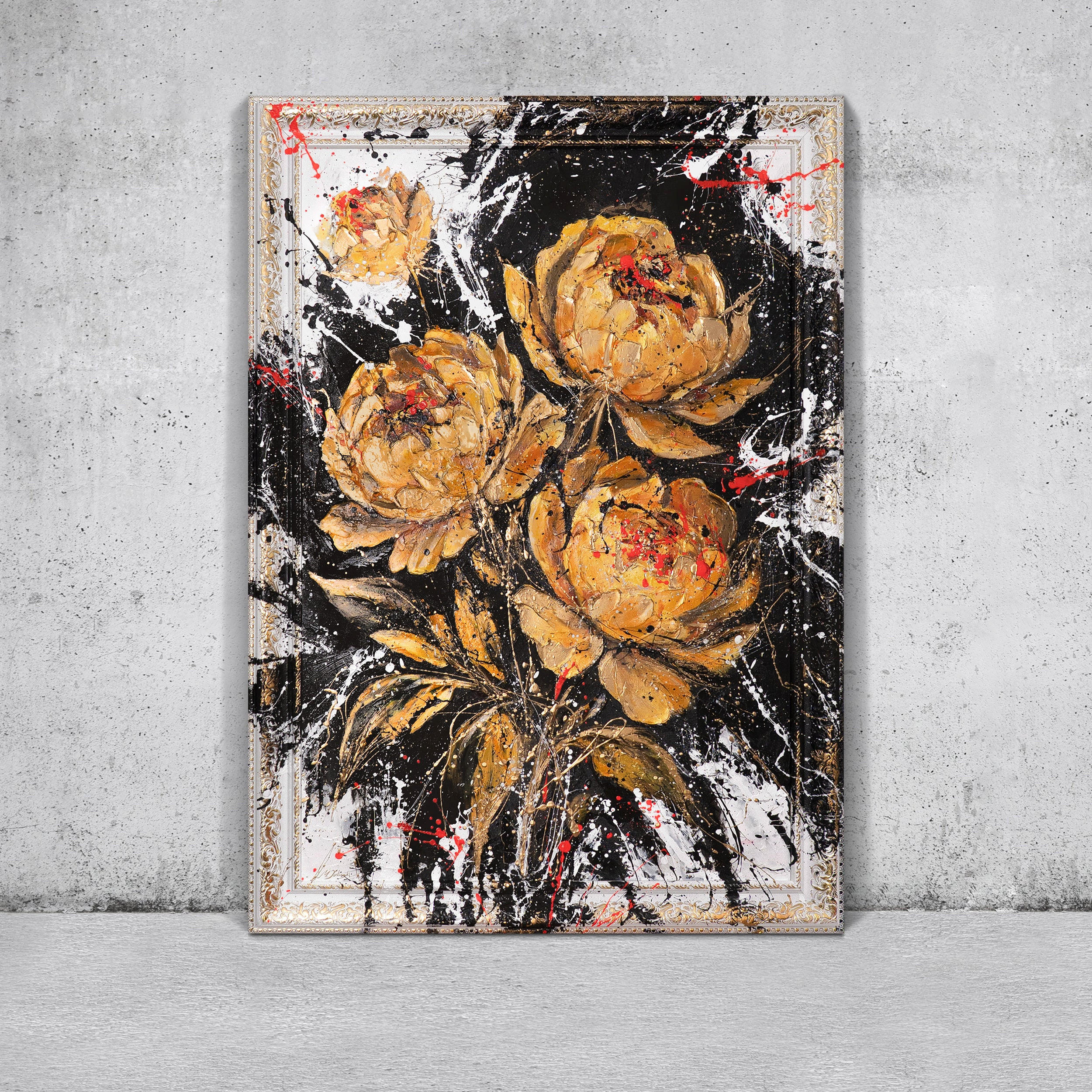 GEMÄLDE Samtiger Glanz Schattenfugenrahmen Weiß 140x100 cm - Weiß, Holz (140/100cm) - YS-art gallery