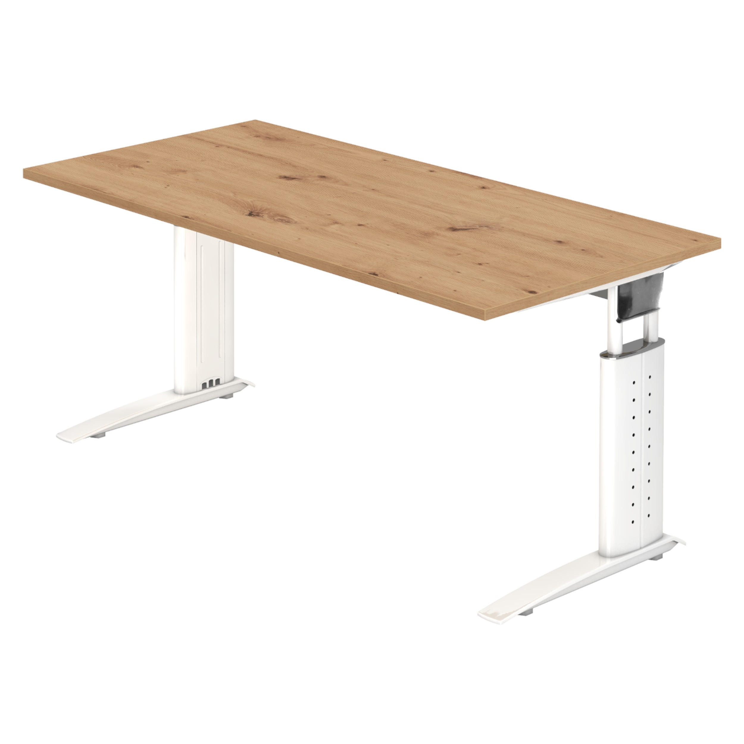 SCHREIBTISCH Serie-U 80/160/74 cm in Wildeiche/Weiß - Wildeiche/Weiß, Holzwerkstoff (80/160/74cm) - bümö