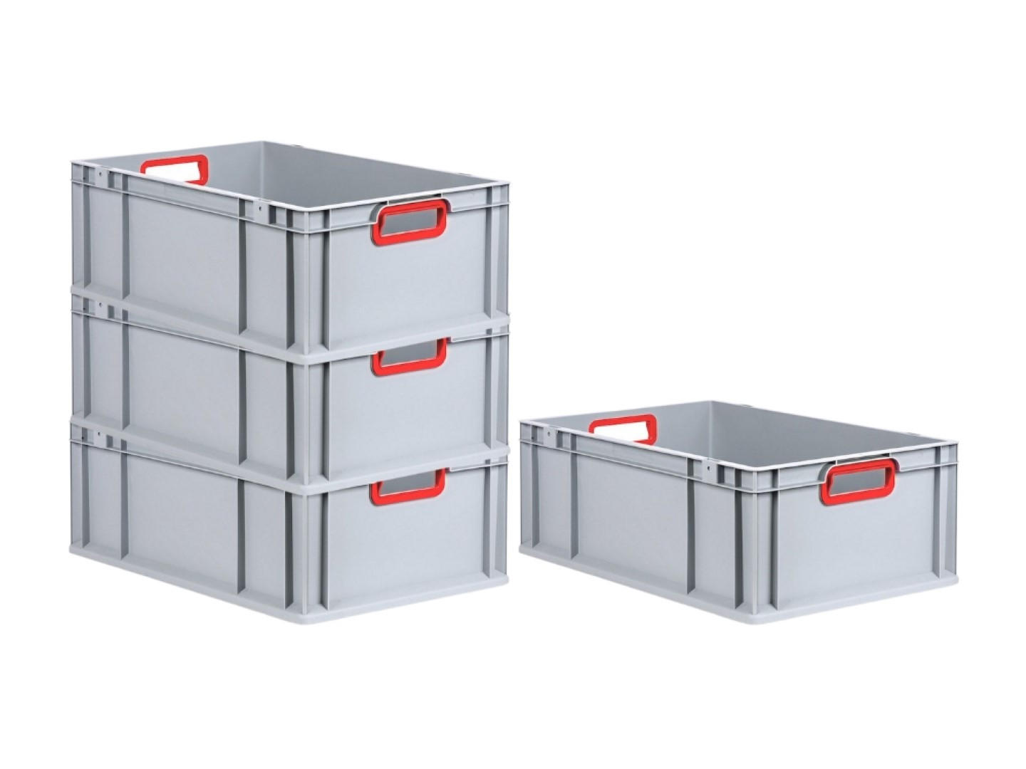 EUROBOX 4x Nextgen Color 22x40x60cm 44 Liter Griffe Rot Offen - Rot, Kunststoff (40/17/60cm) - PROREGAL