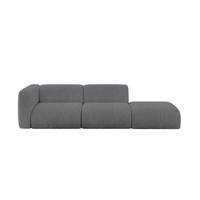 SOFA Ottomane Links MIRA-S3 296x89x70 Dunkelgrau Cord - Dunkelgrau/Schwarz, Holzwerkstoff/Kunststoff (296/70/89cm) - ALTDECOR